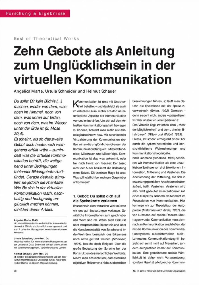 Zehn Gebote als Anleitung zum Unglücklichsein in der virtuellen Kommunikation