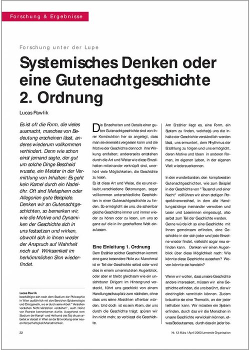 Systemisches Denken oder eine Gutenachtgeschichte 2. Ordnung