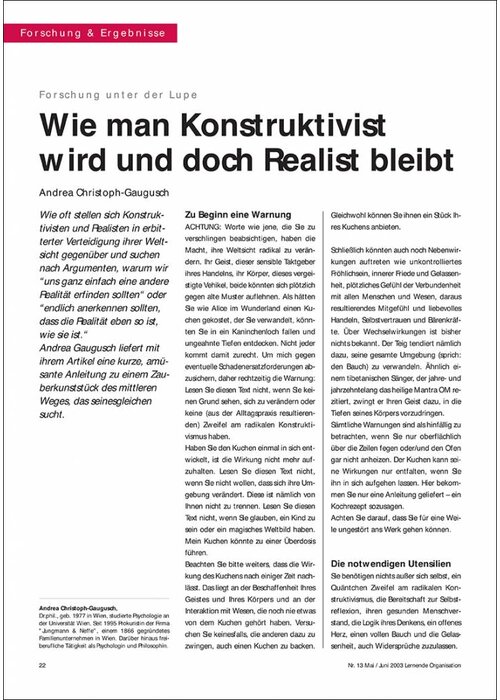 Wie man Konstruktivist wird und doch Realist bleibt