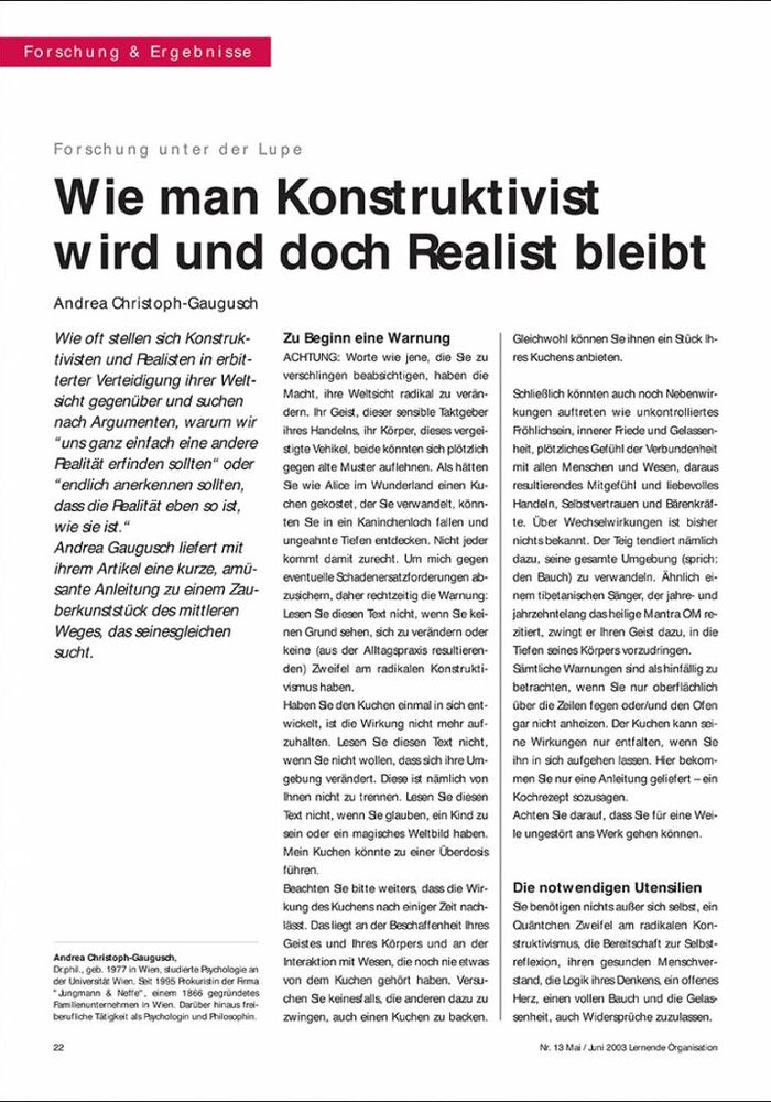 Wie man Konstruktivist wird und doch Realist bleibt