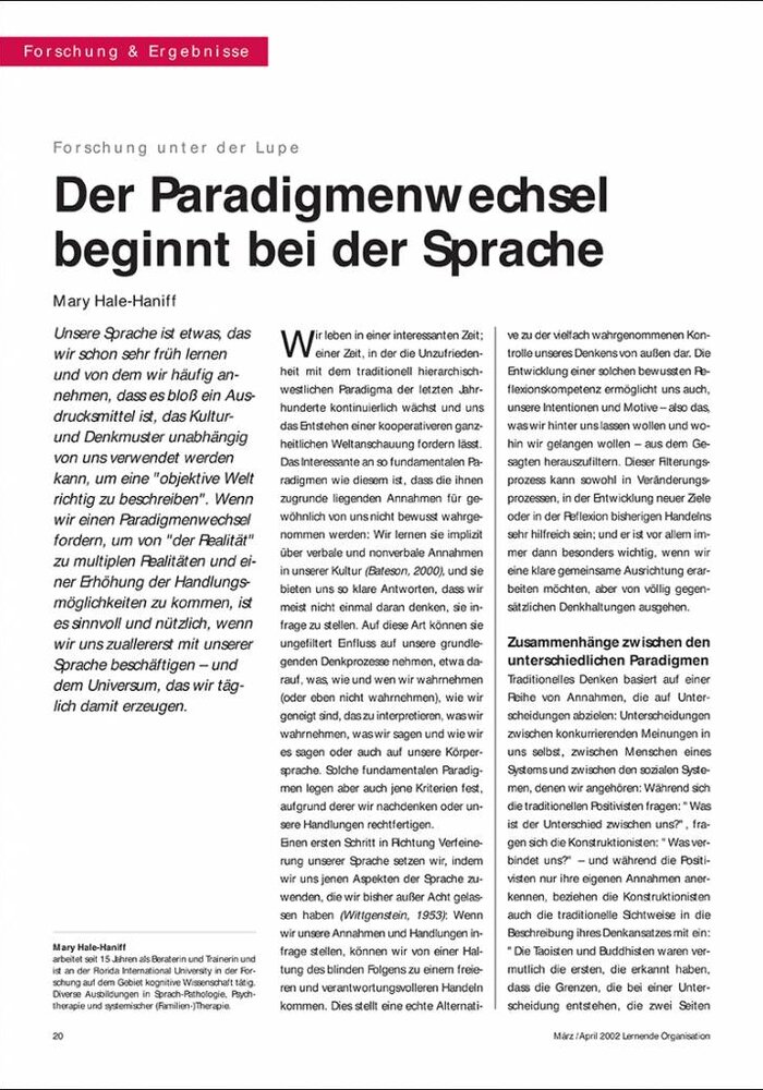 Der Paradigmenwechsel beginnt bei der Sprache