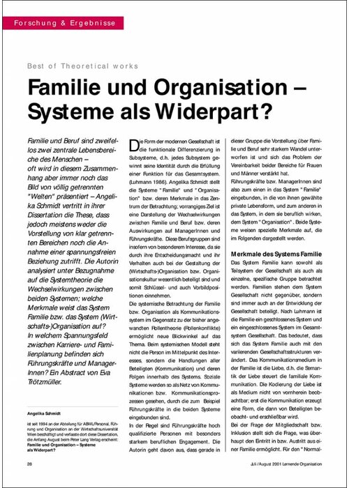 Familie und Organisation - Systeme als Widerpart