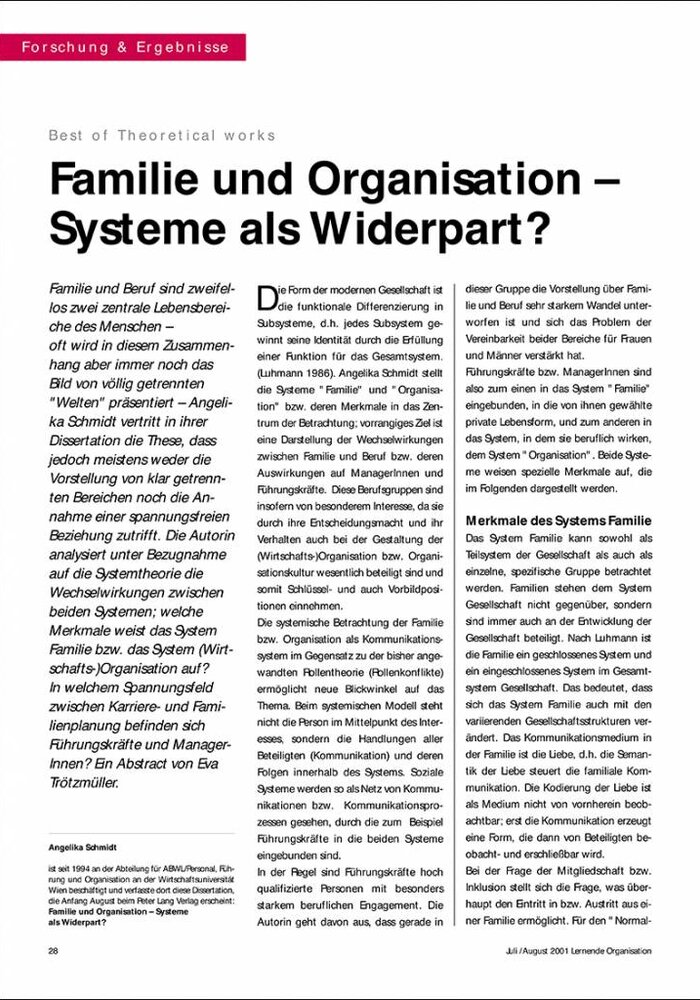 Familie und Organisation - Systeme als Widerpart
