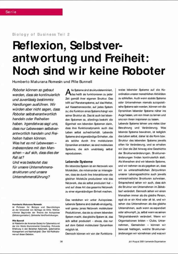 Reflexion, Selbstverantwortung und Freiheit: Noch sind wir keine Roboter