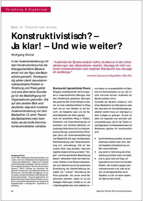 Konstruktivistisch? – Ja klar! – Und wie weiter?