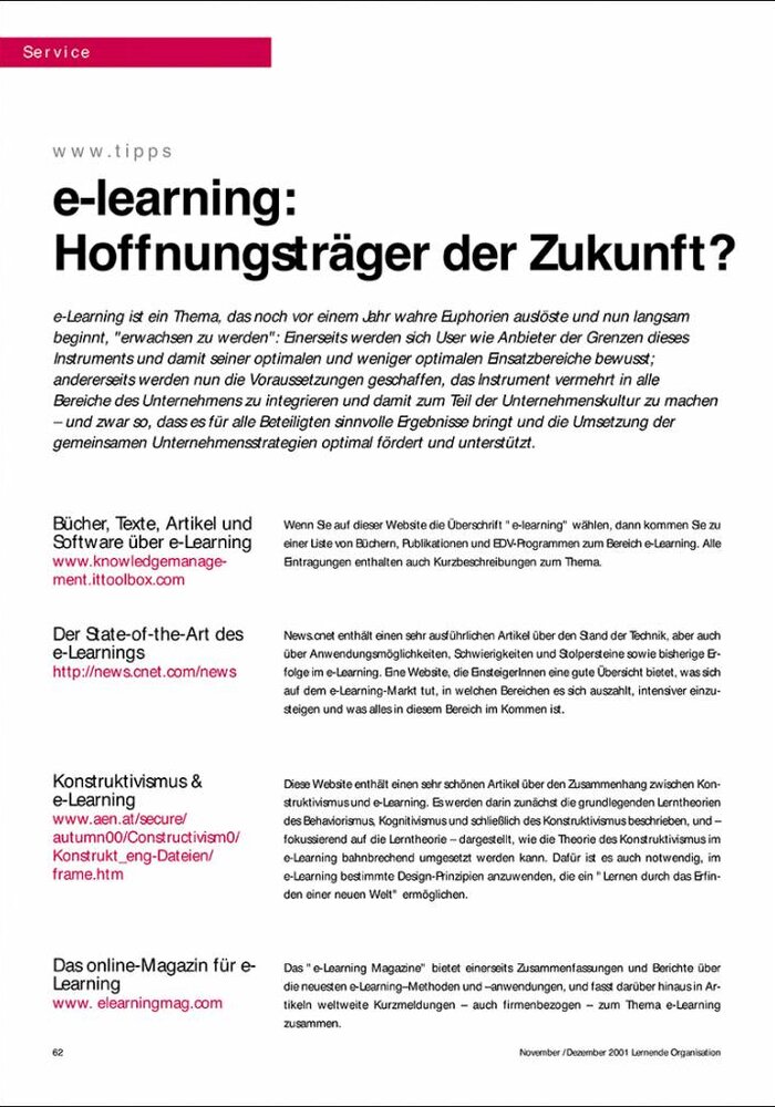 e-learning: Hoffnungsträger der Zukunft?