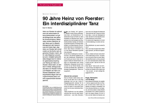 90 Jahre Heinz von Foerster: Ein interdisziplinärer Tanz