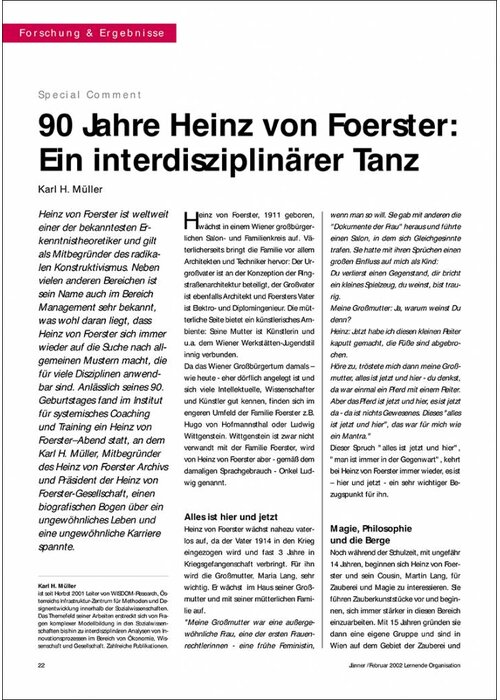 90 Jahre Heinz von Foerster: Ein interdisziplinärer Tanz
