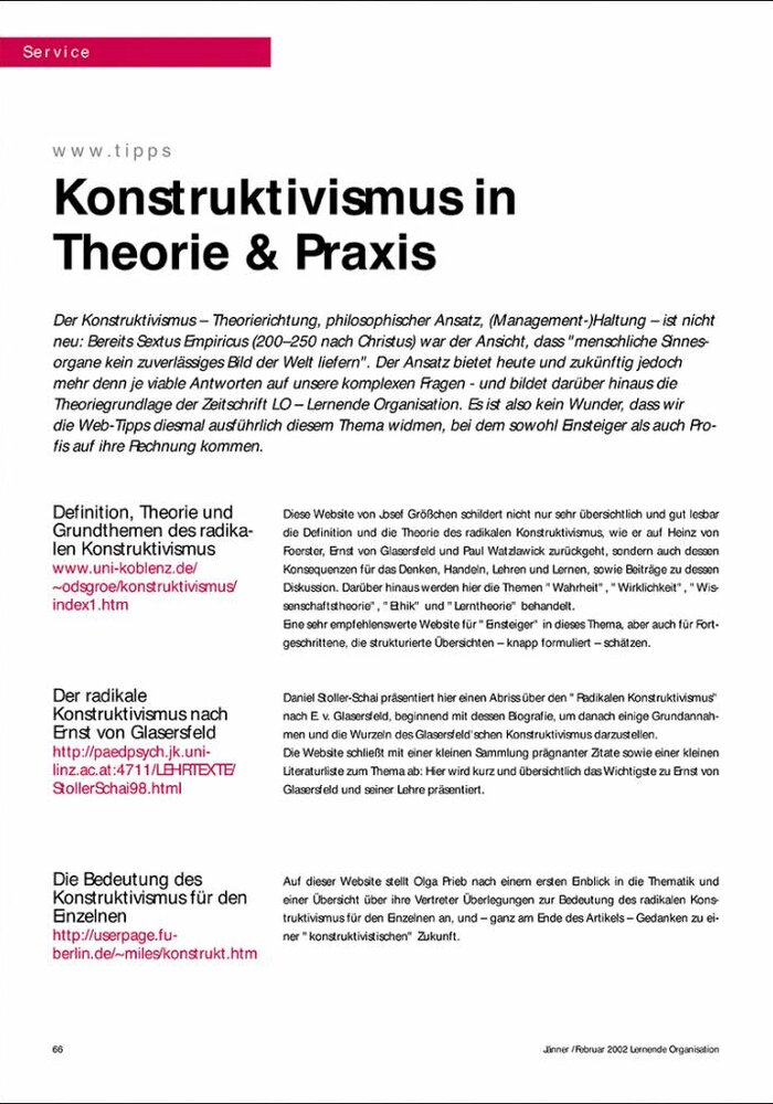 Konstruktivismus in Theorie & Praxis