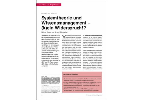 Systemtheorie und Wissensmanagement – (k)ein Widerspruch!?