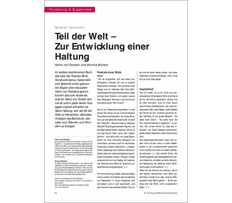 Teil der Welt – Zur Entwicklung einer Haltung