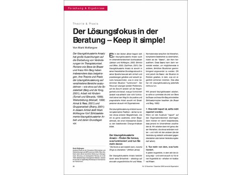 Der Lösungsfokus in der Beratung – Keep it simple!