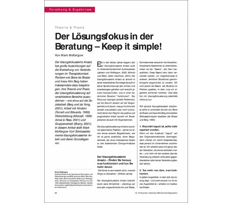 Der Lösungsfokus in der Beratung – Keep it simple!