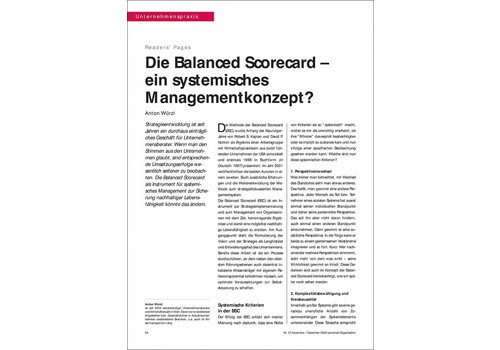 Die Balanced Scorecard – ein systemisches Managementkonzept?