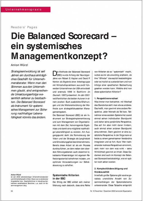Die Balanced Scorecard – ein systemisches Managementkonzept?
