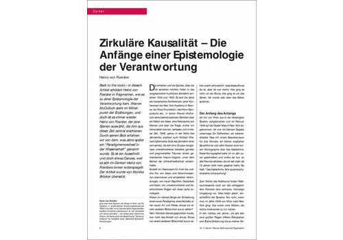 Zirkuläre Kausalität – Die Anfänge einer Epistemologie der Verantwortung