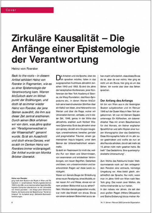 Zirkuläre Kausalität – Die Anfänge einer Epistemologie der Verantwortung