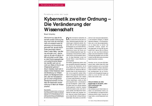 Kybernetik zweiter Ordnung – Die Veränderung der Wissenschaft