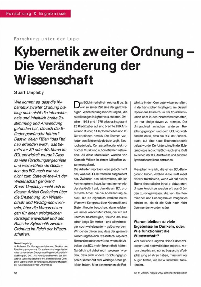 Kybernetik zweiter Ordnung – Die Veränderung der Wissenschaft