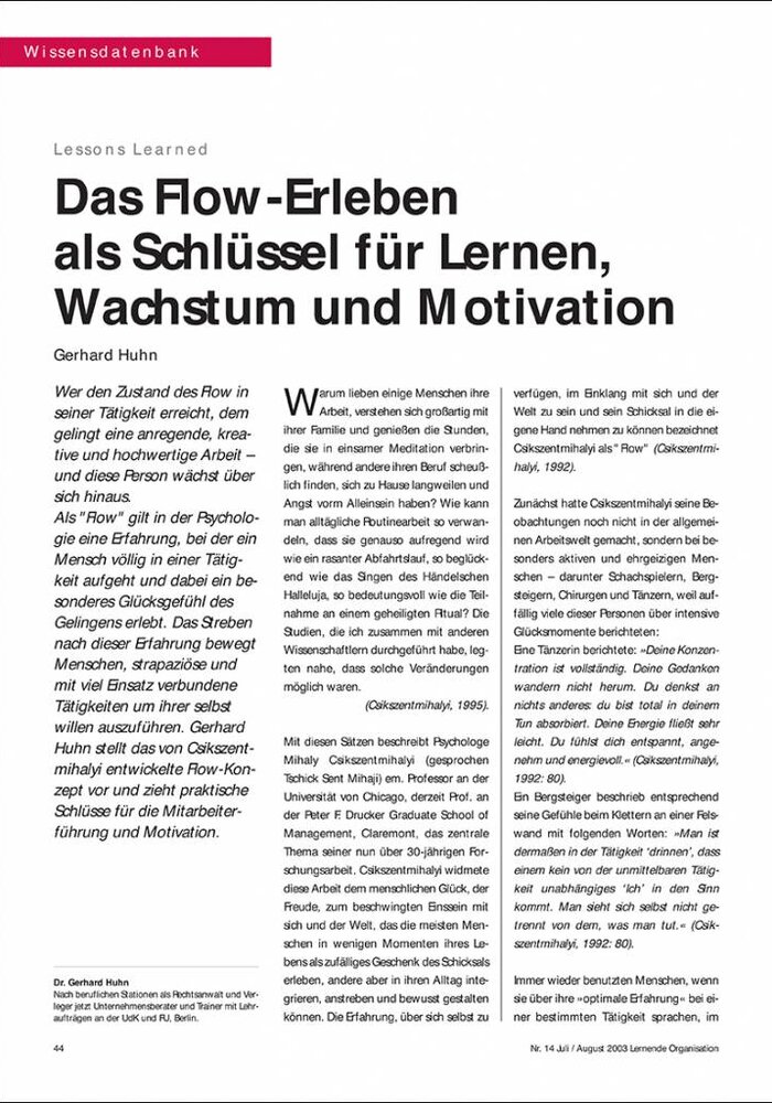 Das Flow-Erleben als Schlüssel für Lernen, Wachstum und Motivation