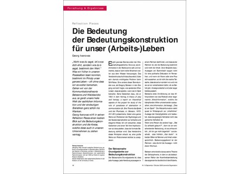 Die Bedeutung der Bedeutungskonstruktion für unser (Arbeits-)Leben