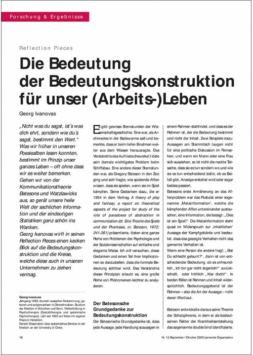 Die Bedeutung der Bedeutungskonstruktion für unser (Arbeits-)Leben