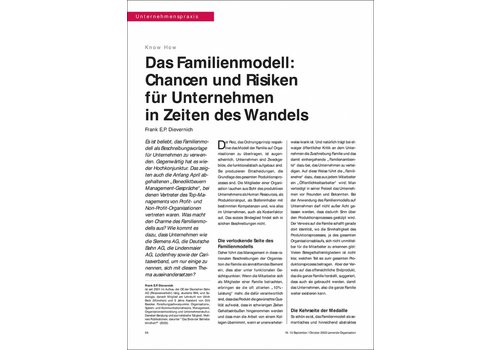 Das Familienmodell: Chancen und Risiken für Unternehmen in Zeiten des Wandels