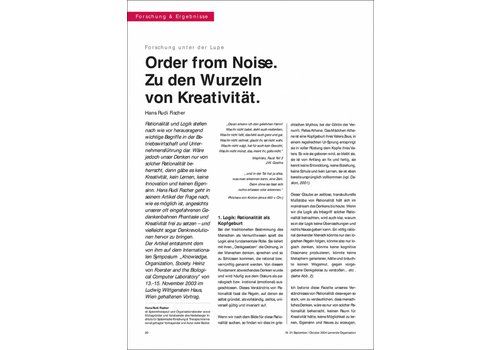 Order from Noise. Zu den Wurzeln von Kreativität.