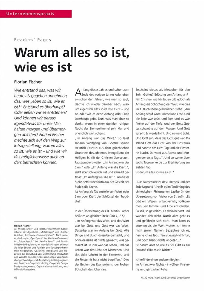 Warum alles so ist, wie es ist