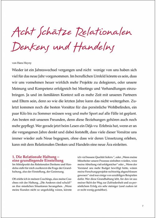 Acht Schätze Relationalen Denkens und Handelns
