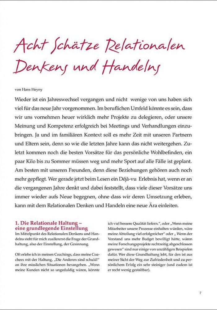 Acht Schätze Relationalen Denkens und Handelns