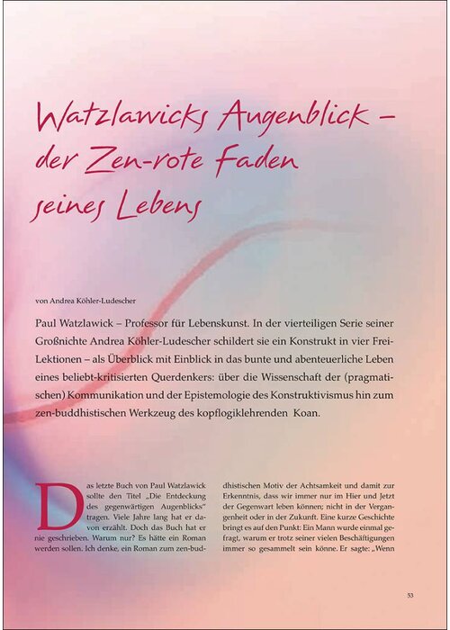Watzlawicks Augenblick - der Zen-rote Faden seines Lebens