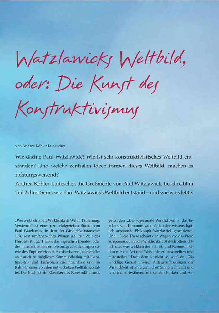Watzlawicks Weltbild, oder: Die Kunst des Konstruktivismus