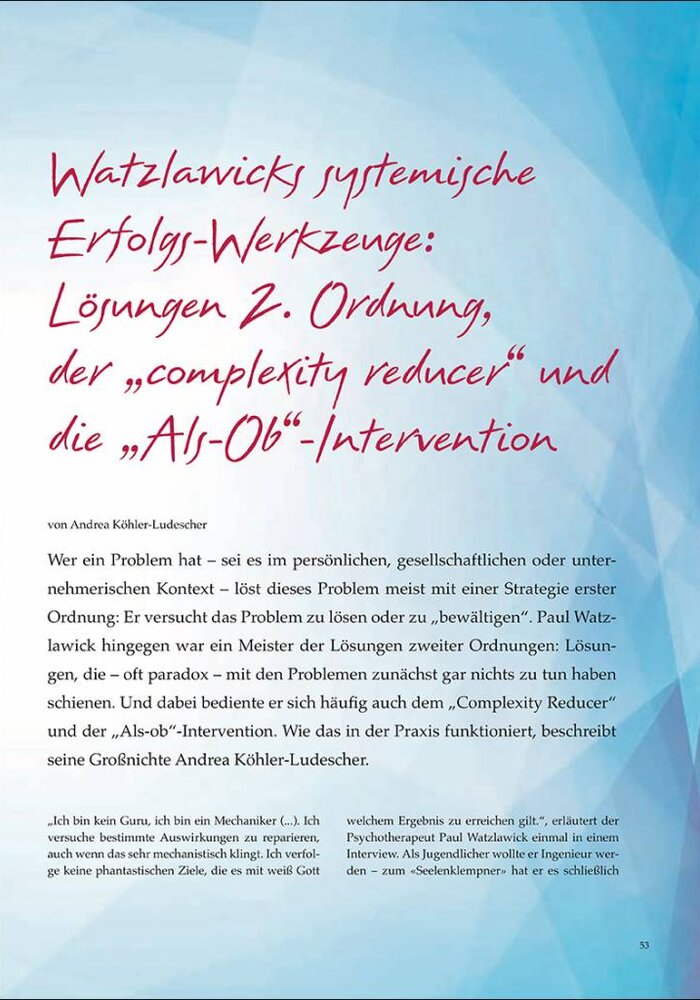 Watzlawicks systemische Erfolgs-Werkzeuge