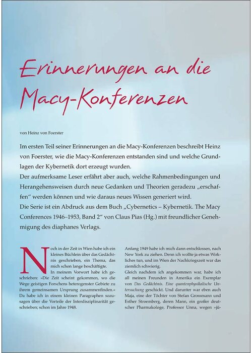 Erinnerungen an die Macy-Konferenzen