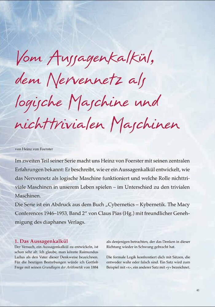 Vom Aussagenkalkül, dem Nervennetz als logische Maschine und nichttrivialen Maschinen