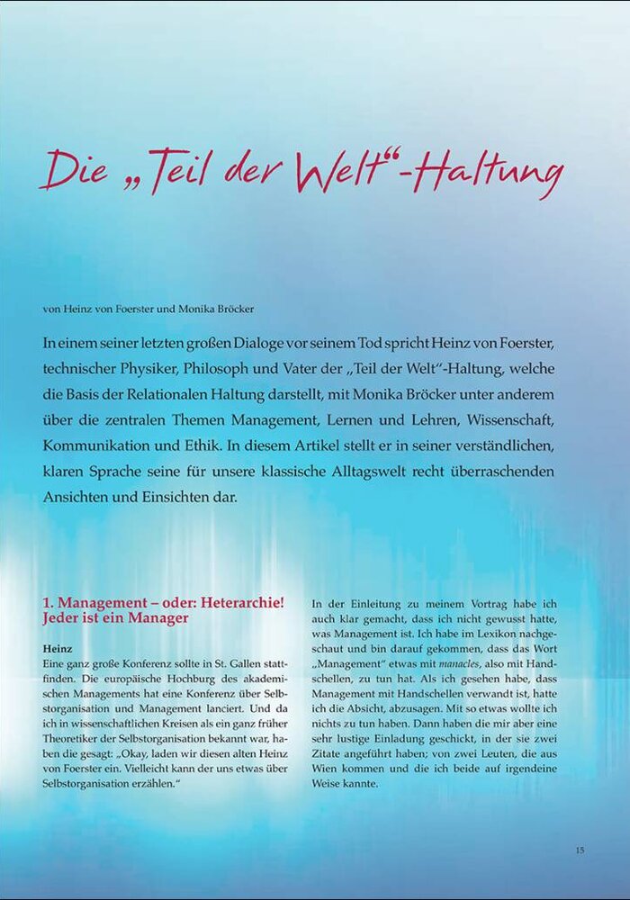 Die „Teil der Welt“-Haltung