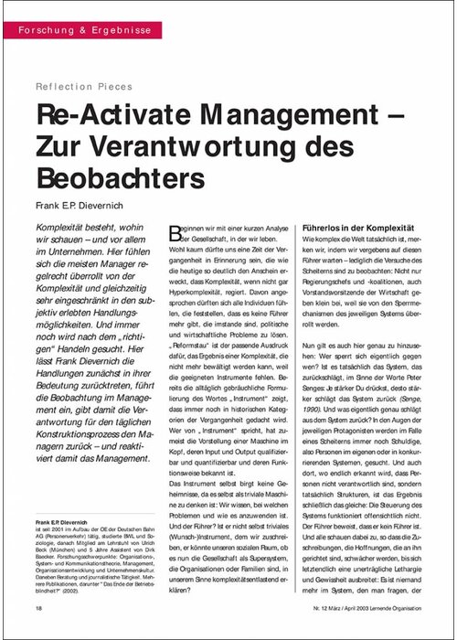 Re-Activate Management – Zur Verantwortung des Beobachters