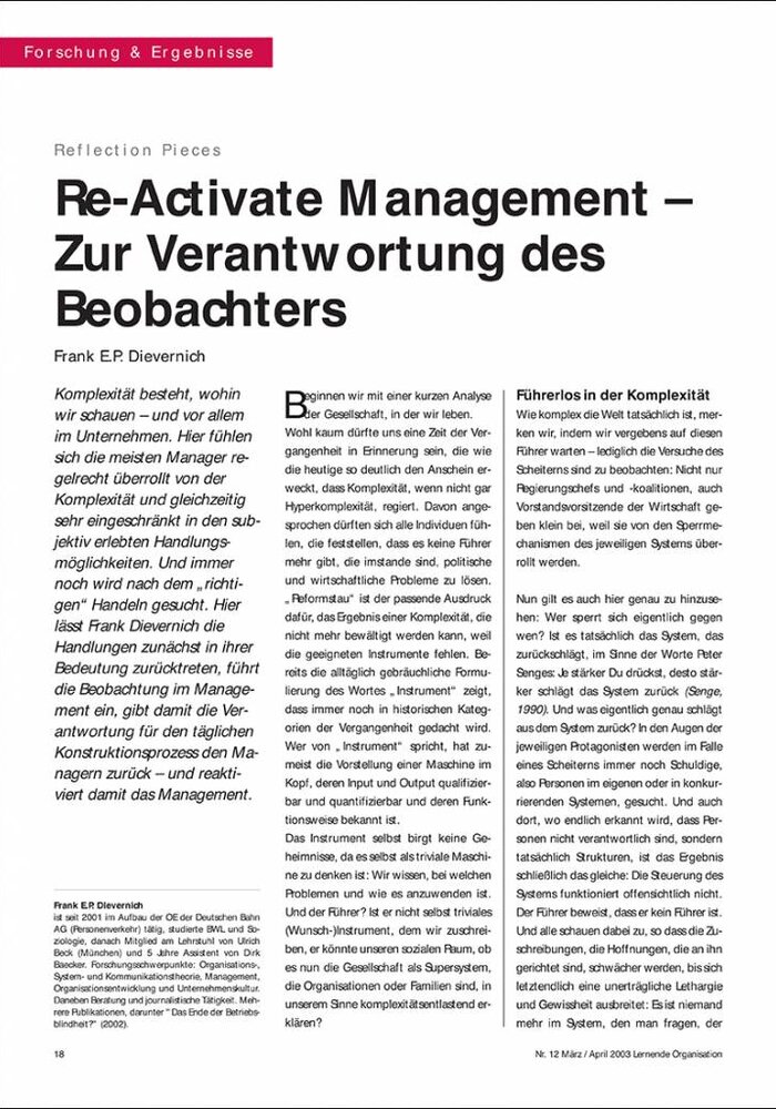 Re-Activate Management – Zur Verantwortung des Beobachters