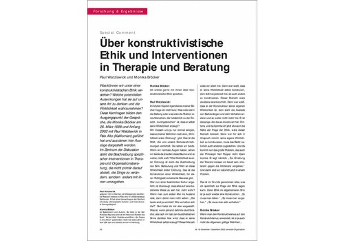 Über konstruktivistische Ethik und Interventionen in Therapie und Beratung