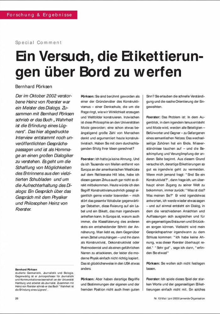 Ein Versuch, die Etikettierungen über Bord zu werfen