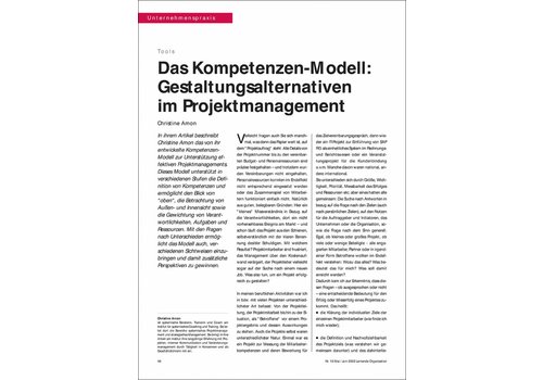 Das Kompetenzen-Modell: Gestaltungsalternativen im Projektmanagement