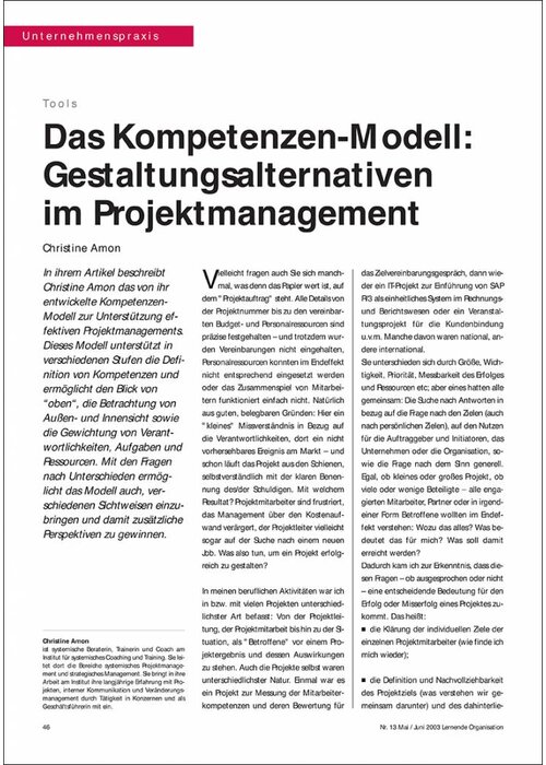 Das Kompetenzen-Modell: Gestaltungsalternativen im Projektmanagement