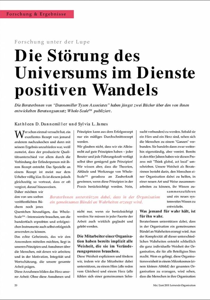 Die Störung des Universums im Dienste positiven Wandels