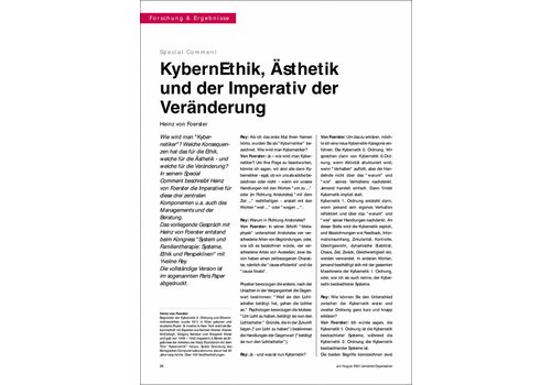 KybernEthik, Ästhetik und der Imperativ der Veränderung