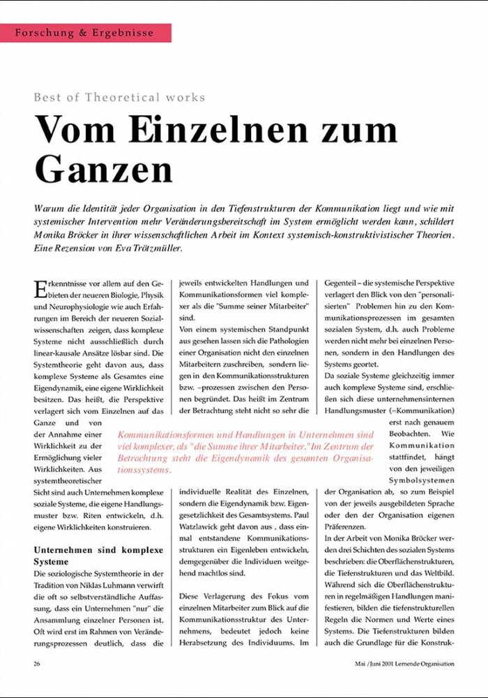 Vom Einzelnen zum Ganzen