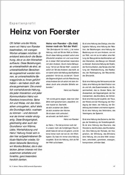 Expertenprofil: Heinz von Foerster