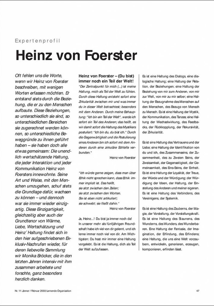 Expertenprofil: Heinz von Foerster