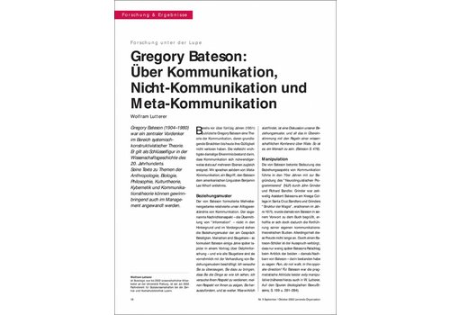 Gregory Bateson: Über Kommunikation, Nicht-Kommunikation und Meta-Kommunikation