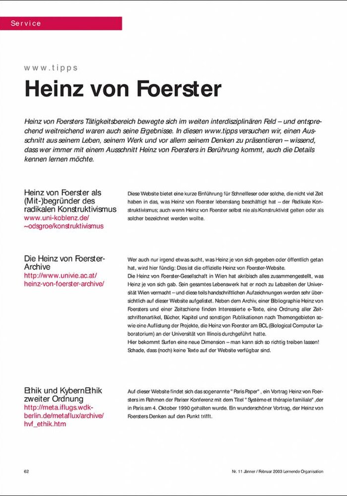 www.tipps: Heinz von Foerster